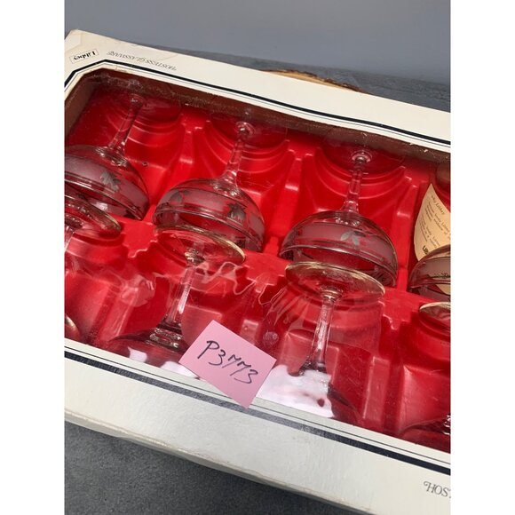 Libbey Hostess Glassware Silver Foliage Sherbet Glasses Set of 8 6.5 Oz 1950s - Picture 9 of 9